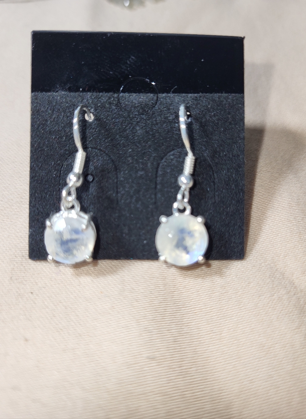 925 Sterling Silver Faceted Moonstone Drop Earrings - Iridescent White